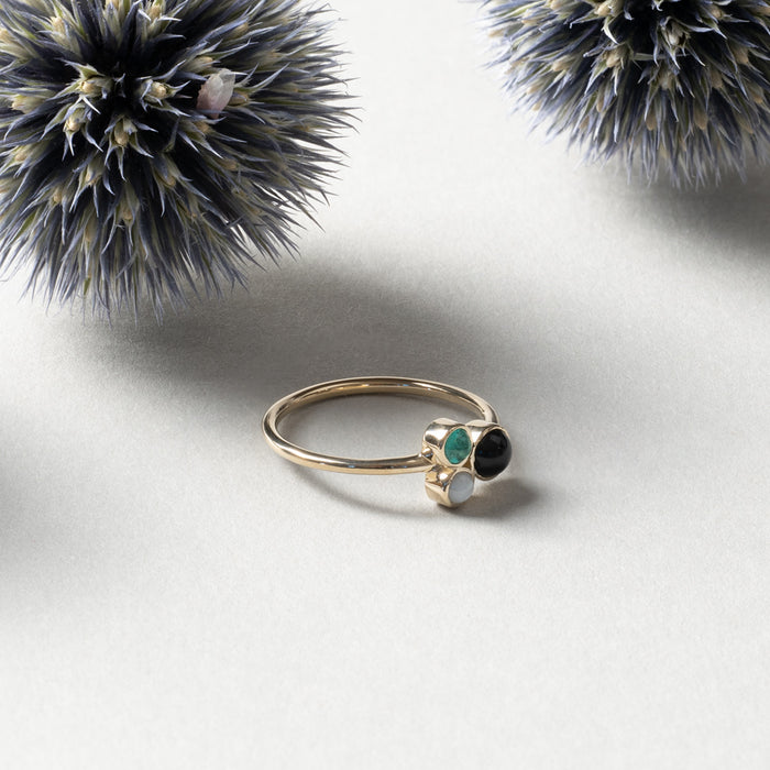 Three Dots Emerald Ring